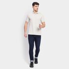 Men's Collared Half Sleeves T-Shirt , Melange Light Grey, small
