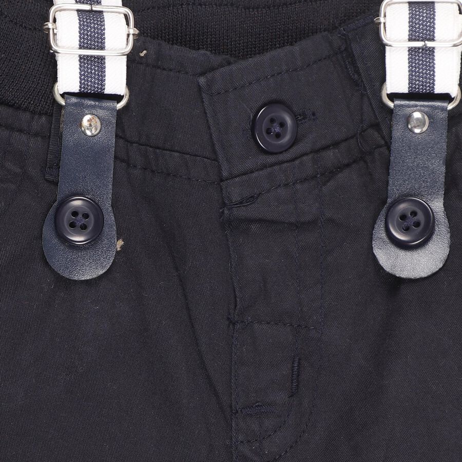 Infants Jet Black Jogger Fit Rib Waist Trousers, नेवी ब्लू, large image number null