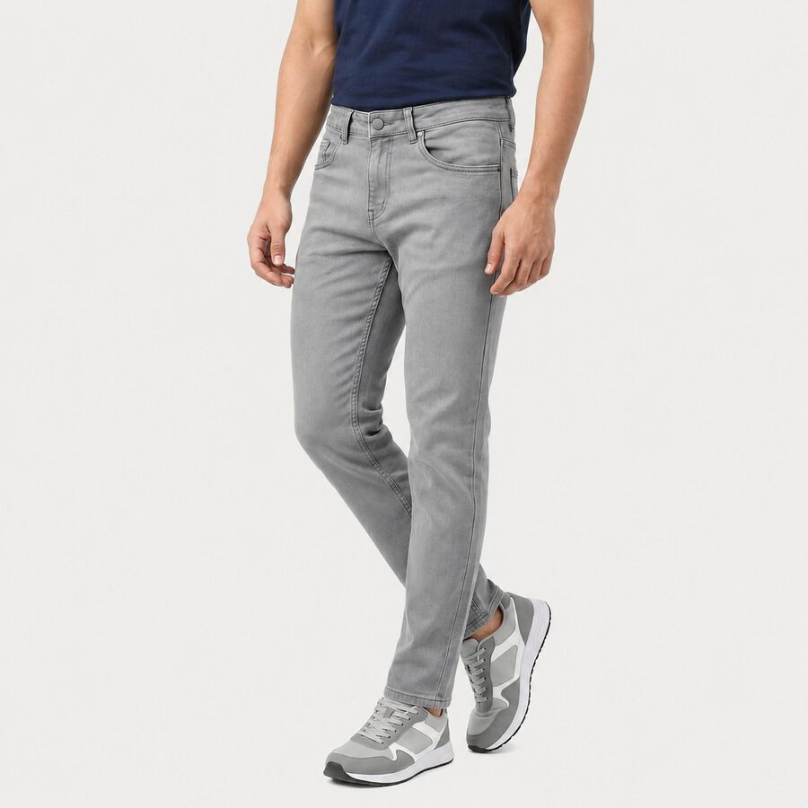 Men's Grey Slim Fit Jeans, Light Grey, large