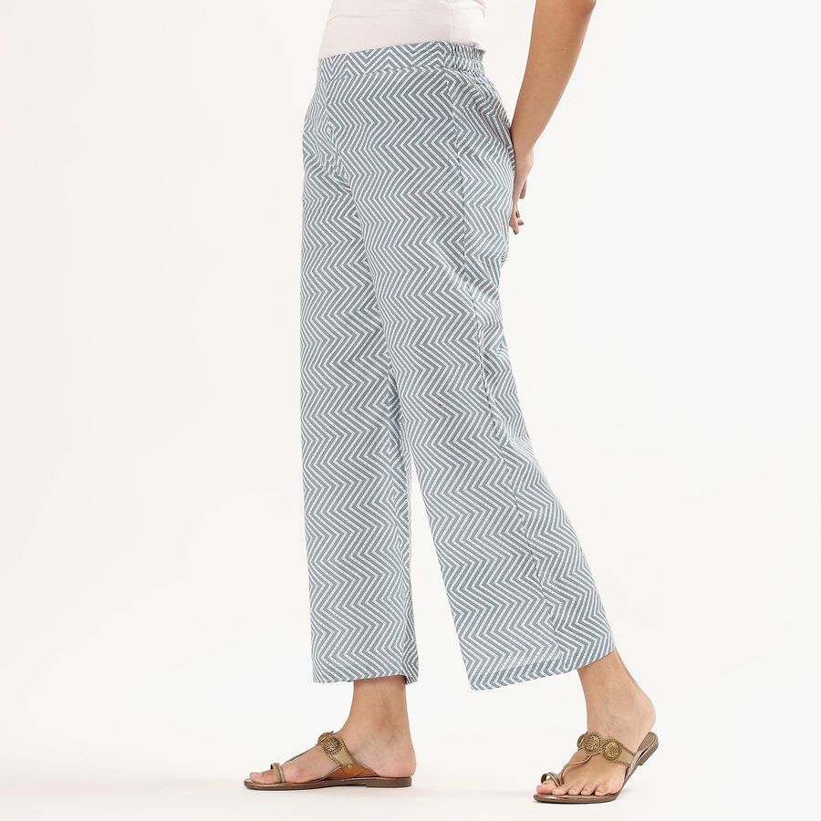 Women's Light Blue Slim-Fit Chevron Printed Palazzos, हल्का ग्रे, large image number null