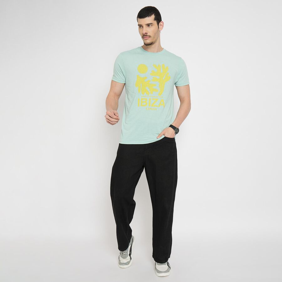 Men's Round Neck Half Sleeves T-Shirt , Aqua, large image number null