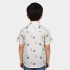 Boys White Cotton Half Sleeve Collared Casual Shirt, White, small