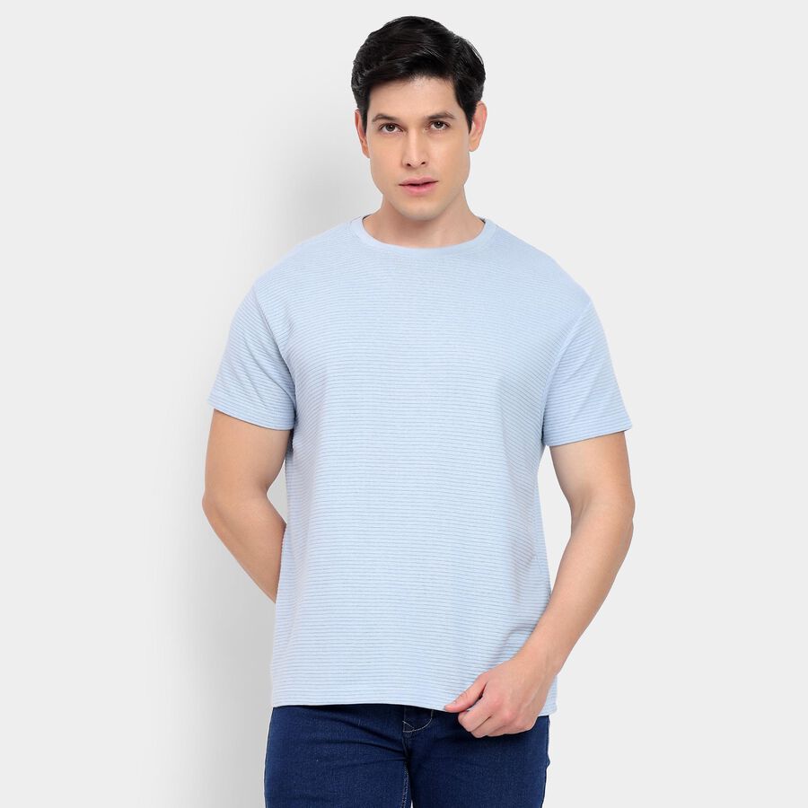 Men's Round Neck Half Sleeves T-Shirt, Light Blue, large image number null