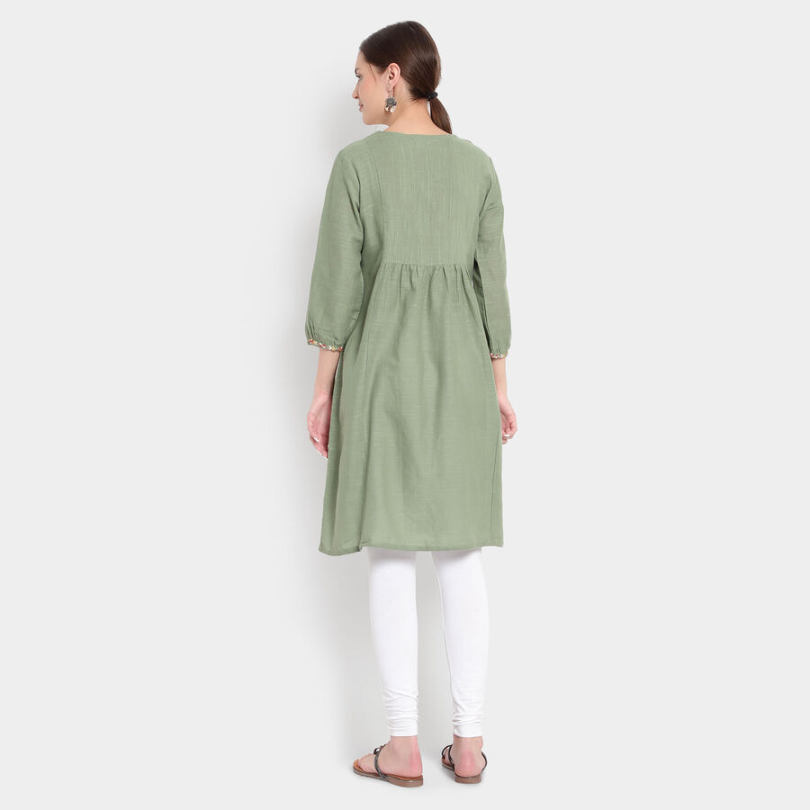 3/4Th Sleeves Empire Line Kurta, Light Green, large image number null