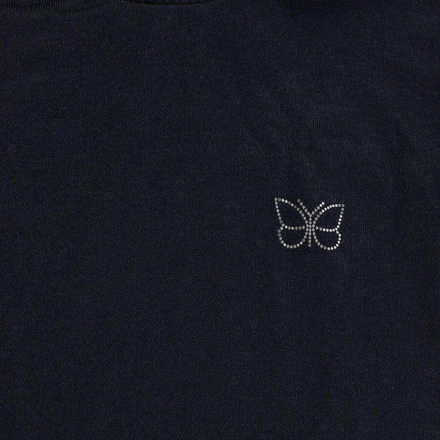 Girls Deep Midnight Navy Blue Turtleneck Casual Pullover, Navy Blue, large image number null