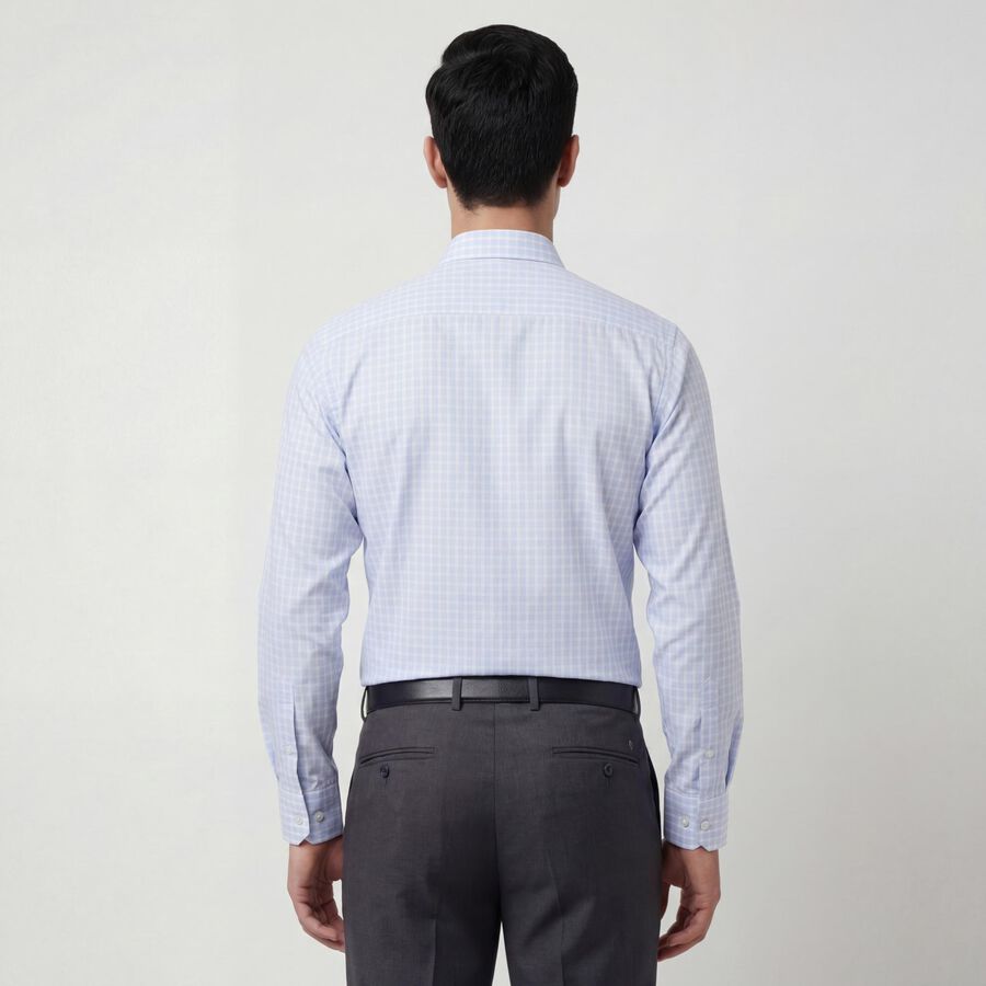 Men's Light Blue Spread Collar Classic Formal Shirt, Light Blue, large