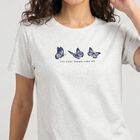 Women's Grey Round Neck Regular T-Shirt, Melange Light Grey, small