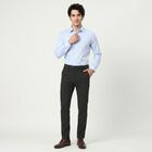 Men's Charcoal Slim Fit Flat-Front Trousers, चारकोल, small