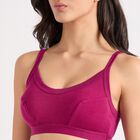 Ladies' 100% Cotton Non-Padded Bra, Wine, small image number null