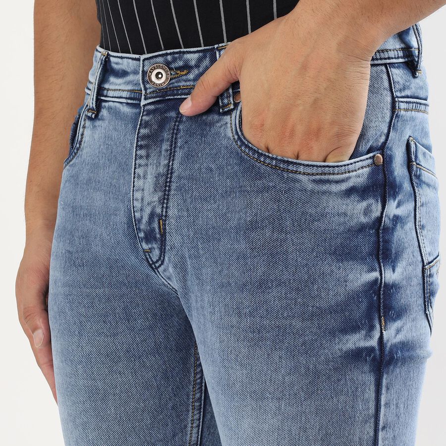 Men's Light Blue Skinny Fit Faded Jeans, Mid Blue, large image number null