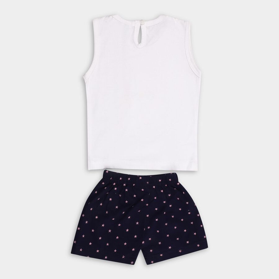 Infant Girl's Cotton Short Set, Navy Blue, large image number null