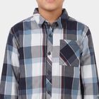 Boys Mid Blue Cotton Collar Shirt, Mid Blue, small