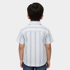 Boys' White Half Sleeve Spread Collar Casual Shirt, White, small