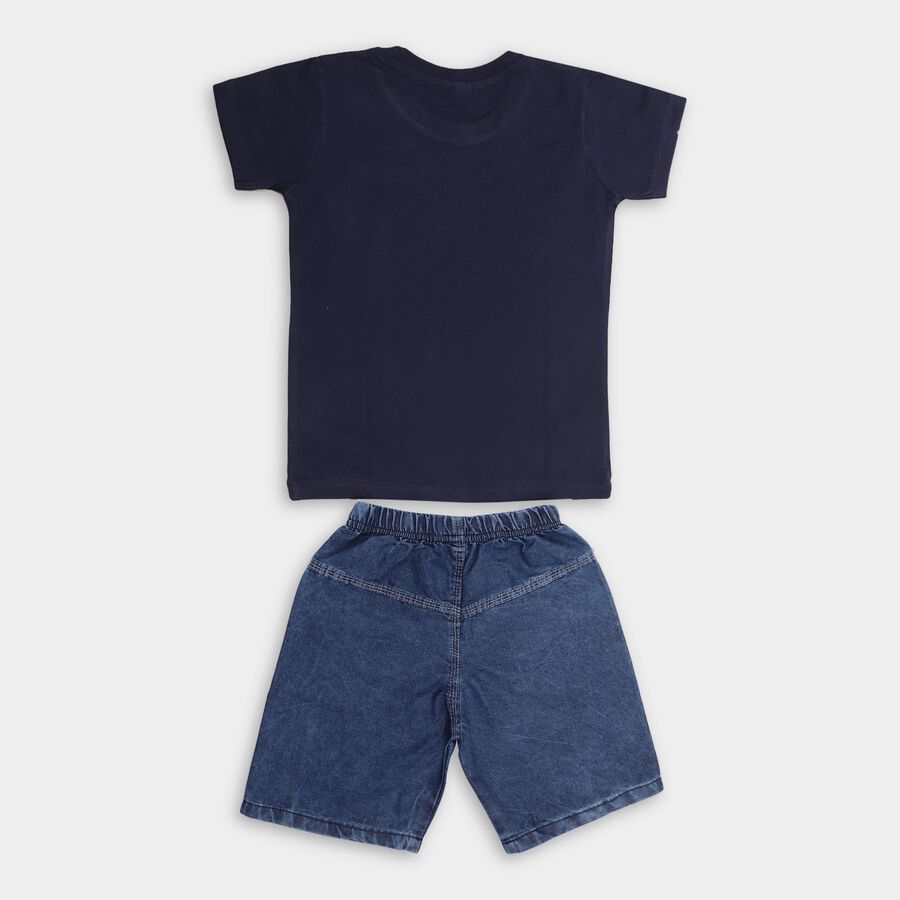 Boys' 100% Cotton Woven Baba Suit, Navy Blue, large image number null