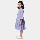 Girls' Purple Round Neck Tiered Dress, Purple, small