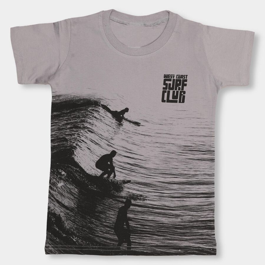 Boys' 100% Cotton Half Sleeves T-Shirt, हल्का ग्रे, large