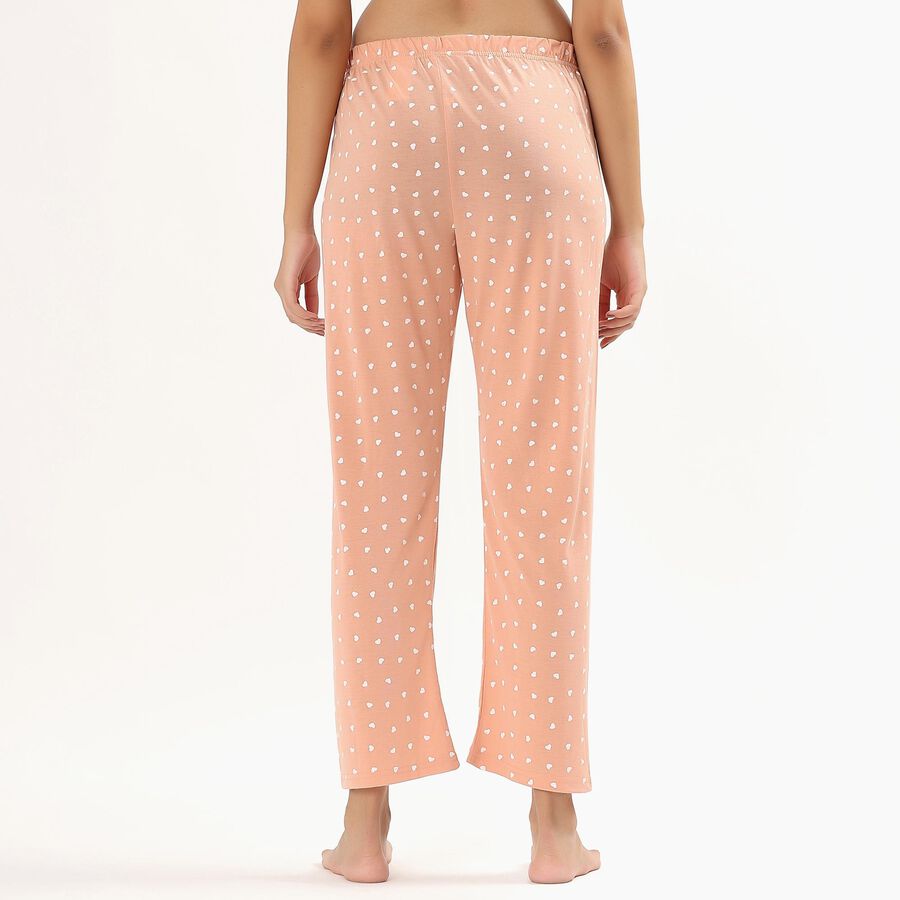 Women's Soft Peach Heart Printed Full-Length Pyjama&nbsp;, Peach, large