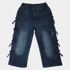 Girls' Light Blue Straight Fit Side Bow Detail Jeans, Light Blue, small