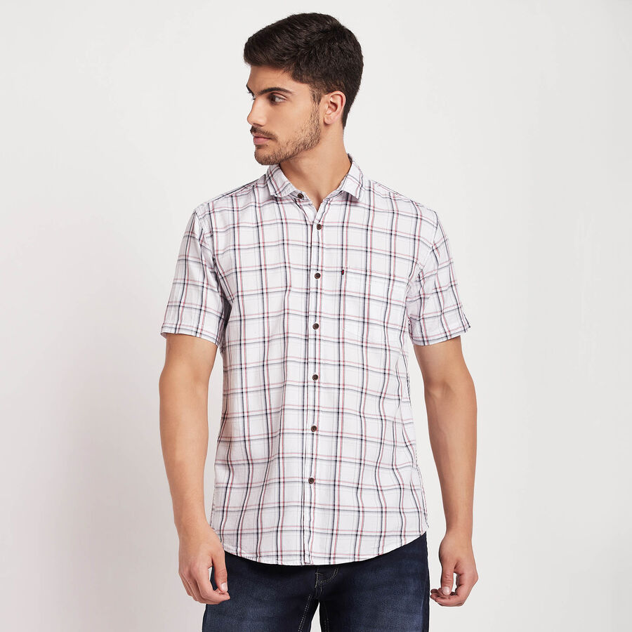 Cotton Checks Casual Shirt, White, large image number null