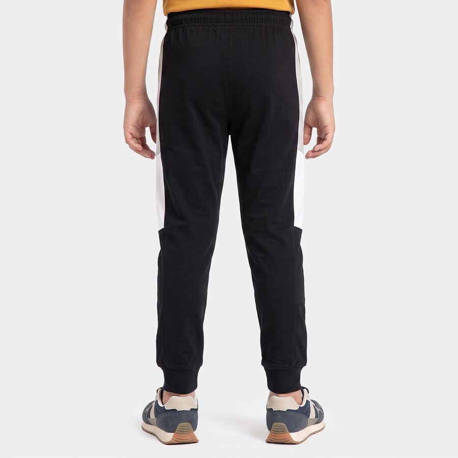 Boys' Black Jogger Fit Graphic Printed Pyjama, काला, large