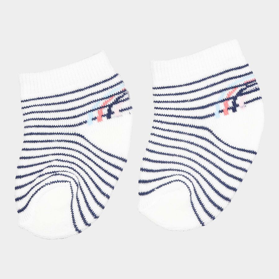 Infants Cotton Stripes Socks, White, large image number null