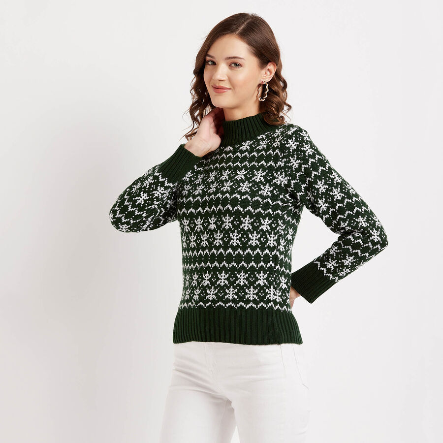 Turtle Neck Pullover, Dark Green, large image number null