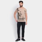 Men's Round Neck Half Sleeves T-Shirt, गहरा पीला, small