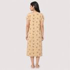 Women Beige Round Neck T-Shirt Style Nighty, Beige, small