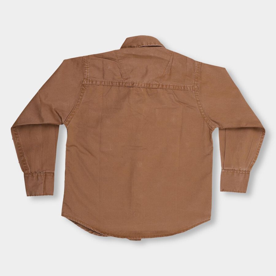 Boys' 100% Cotton Casual Shirt, Brown, large image number null
