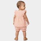 Infant Peach Cotton Ruffle Sleeve Top and Bloomers Set, Peach, small
