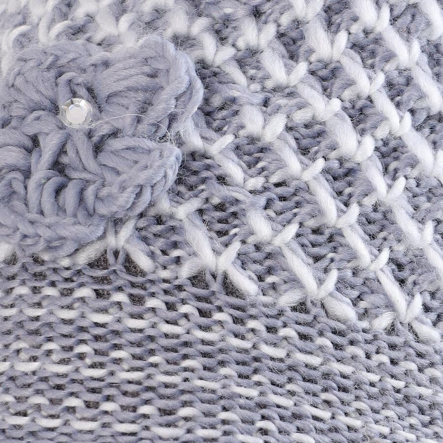 Women's Light Lavender Knitted Beanie Cap, Dark Grey, large image number null