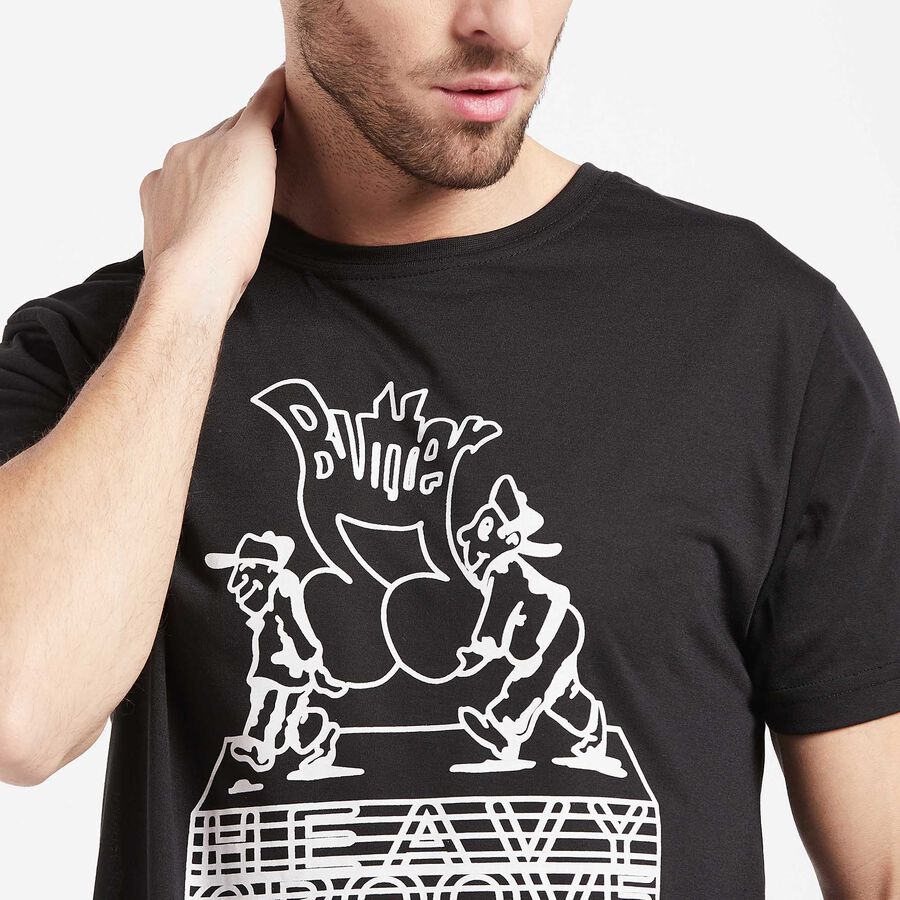 Round Neck T-Shirt, Black, large image number null