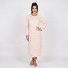 Women's Pink Round Neck Maxi Nighty, Light Pink, small