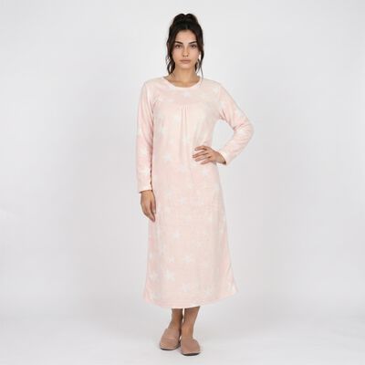 Women's Pink Round Neck Maxi Nighty