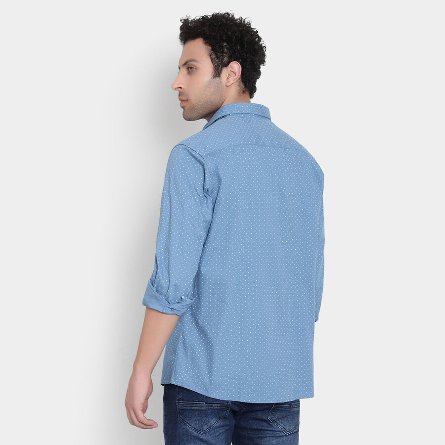 Cotton Printed Casual Shirt, Mid Blue, large image number null