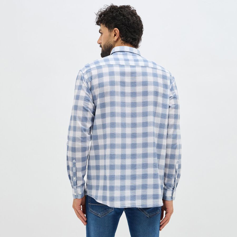 Men's 100% Cotton Casual Shirt, Mid Blue, large image number null
