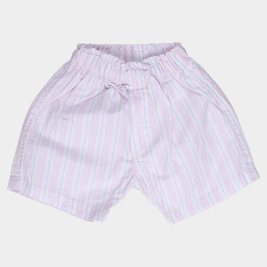 Infants' Light Pink Regular Fit Striped Half Pant, हल्का गुलाबी, large