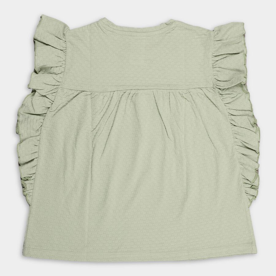 Girls' 100% Cotton T-Shirt, हल्का हरा, large image number null