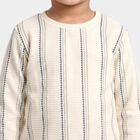 Boys Cream Round Neck Regular T-Shirt, ऑफ व्हाइट, small