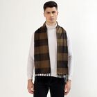 Men's Dark Brown Checked Muffler, Brown, small image number null