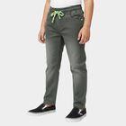 Boys' Olive Regular Fit Elastic Waist Jeans, ओलिव, small
