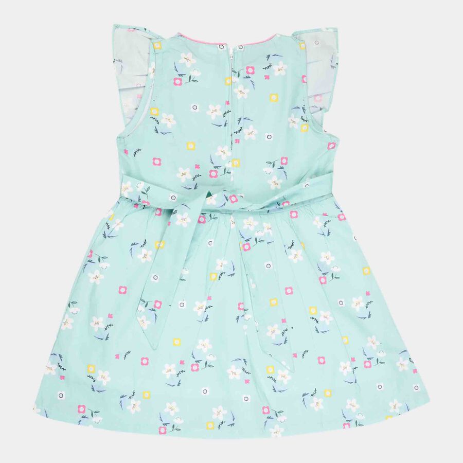 Girls Printed Frock, Light Green, large image number null