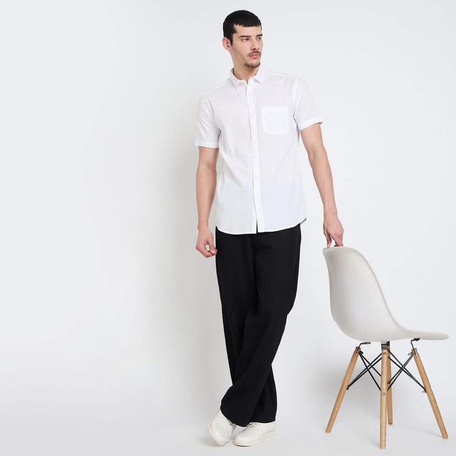 Men's 100% Cotton Casual Shirt , White, large