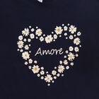 Girls' Navy Blue Cotton Round Neck Casual T-Shirt, नेवी ब्लू, small