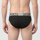 Men's Black Regular Fit Printed Briefs, काला, small