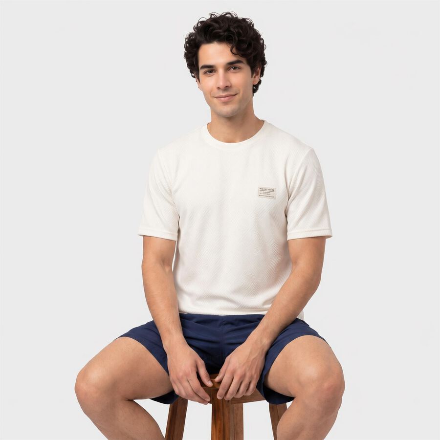 Men's White Crew Neck Regular Drifit T-Shirt, ऑफ व्हाइट, large