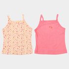Girls Coral Cotton Round Neck Quilted Vest, Coral, small