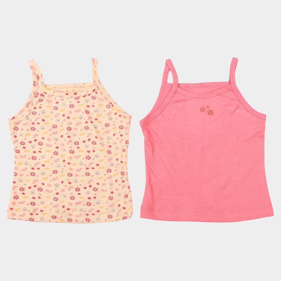 Girls Coral Cotton Round Neck Quilted Vest, Coral, large