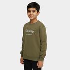 Boys Muted Olive Green Crew Neck Casual Sweatshirt, ओलिव, small image number null