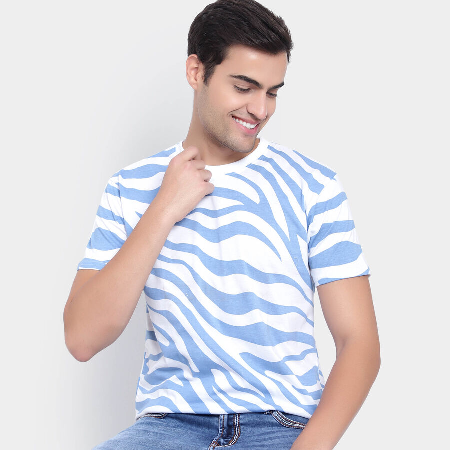 Cotton Round Neck T-Shirt, White, large image number null